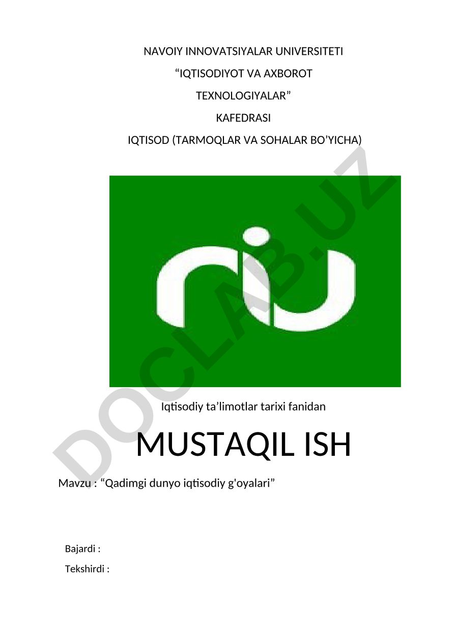 Qadimgi dunyo iqtisodiy g'oyalari