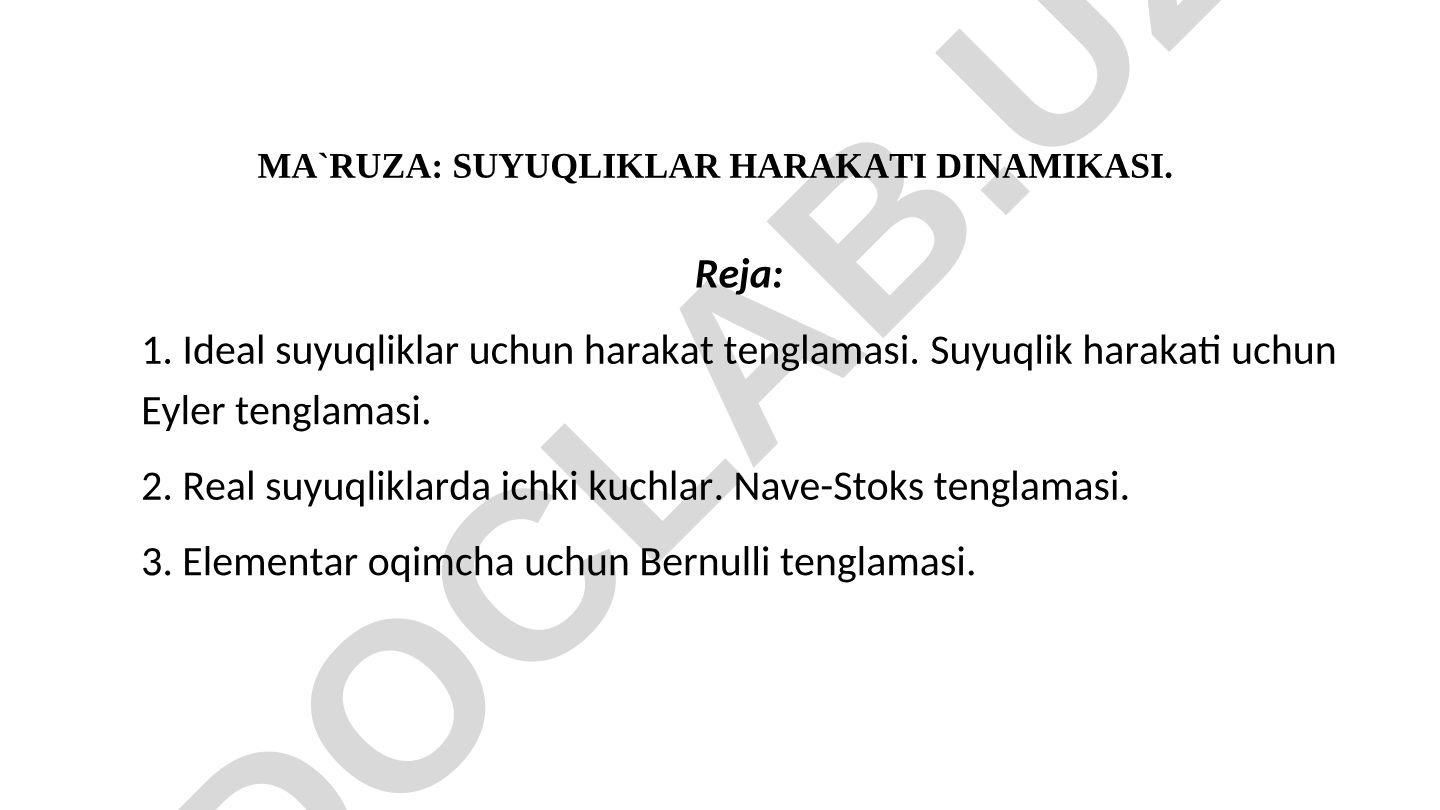 Suyuqliklar harakati dinamikasi