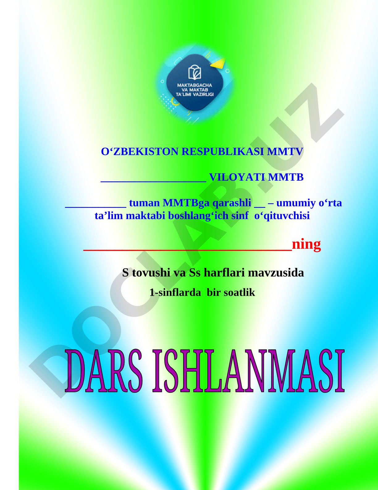 Boshlang'ich sinf dars ishlanmasi