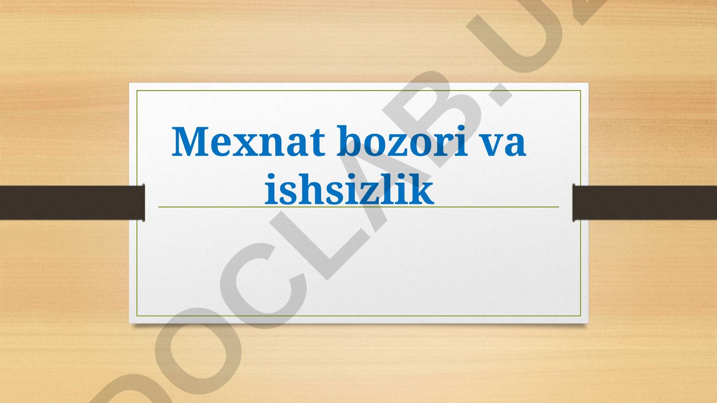 Mehnat bozori va ishsizlik