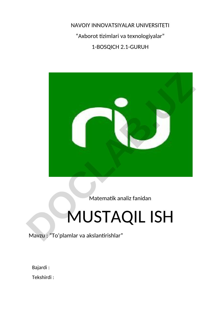 Toʻplamlar va akslantirishlar