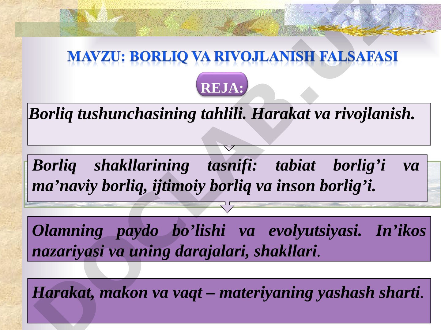 Borliq tushunchasining tahlili va ontologiyaning asosiy masalalari