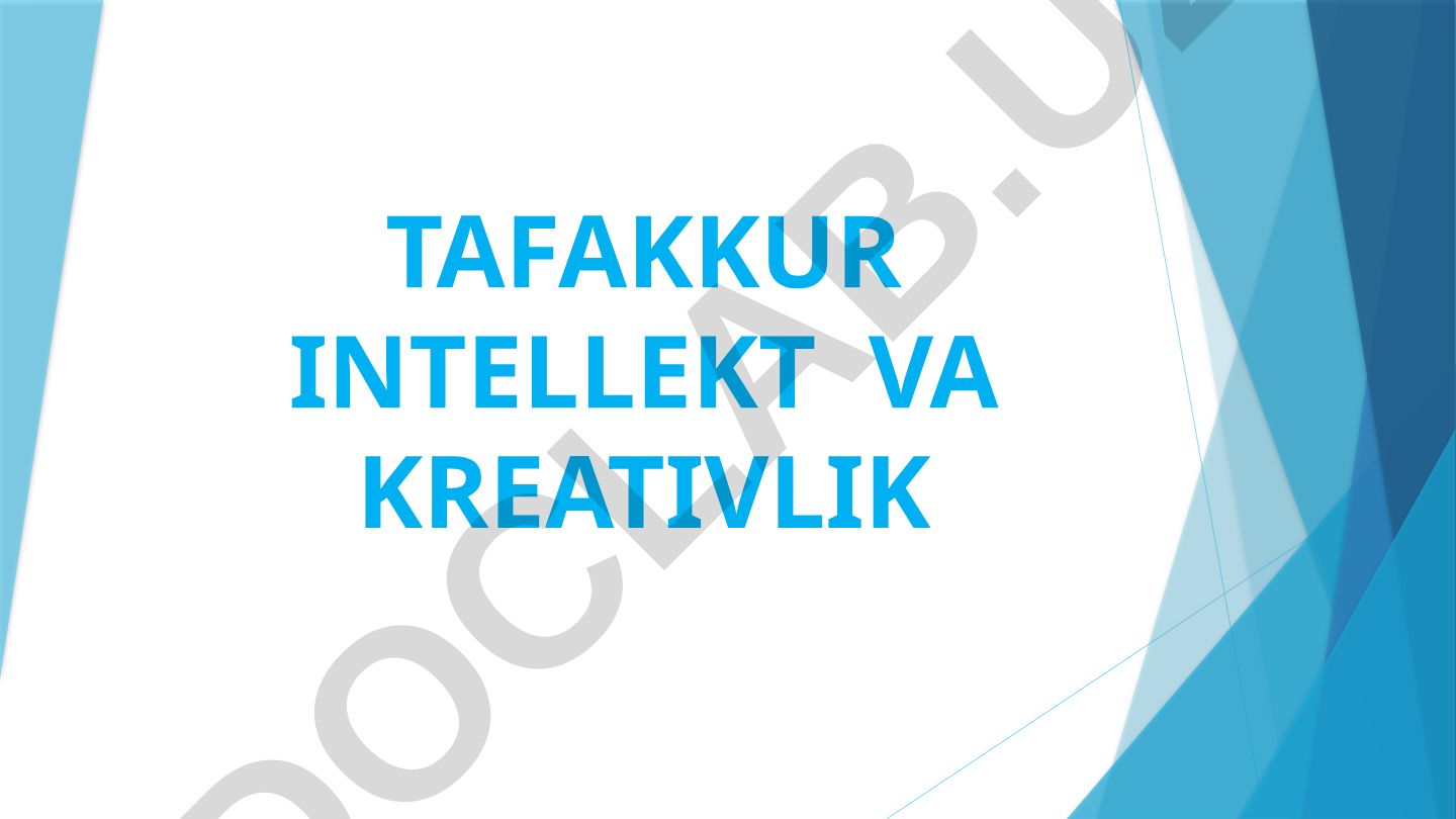 Tafakkur, intellekt va kreativlik haqida tushuncha