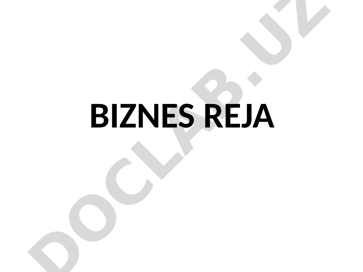 Biznesni rejalashtirish va biznes-reja tuzish
