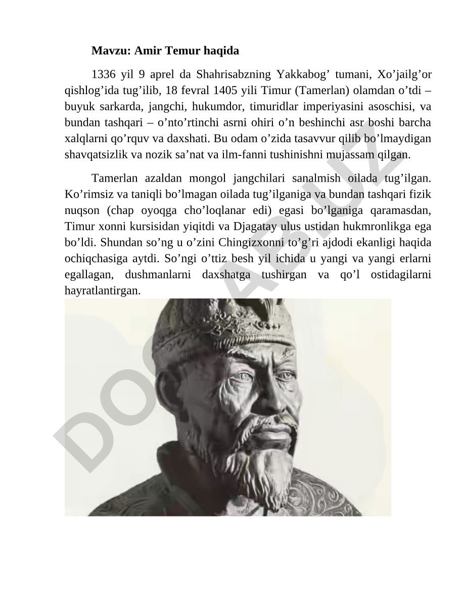Amir Temur haqida