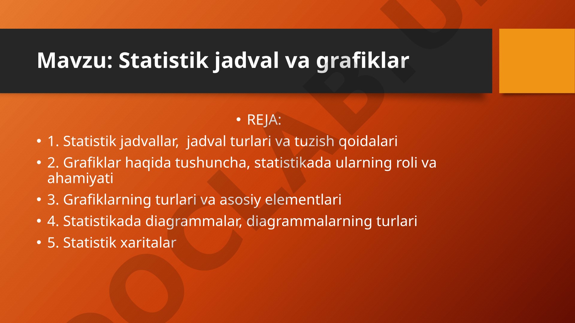 Statistik jadval va grafiklar taqdimoti