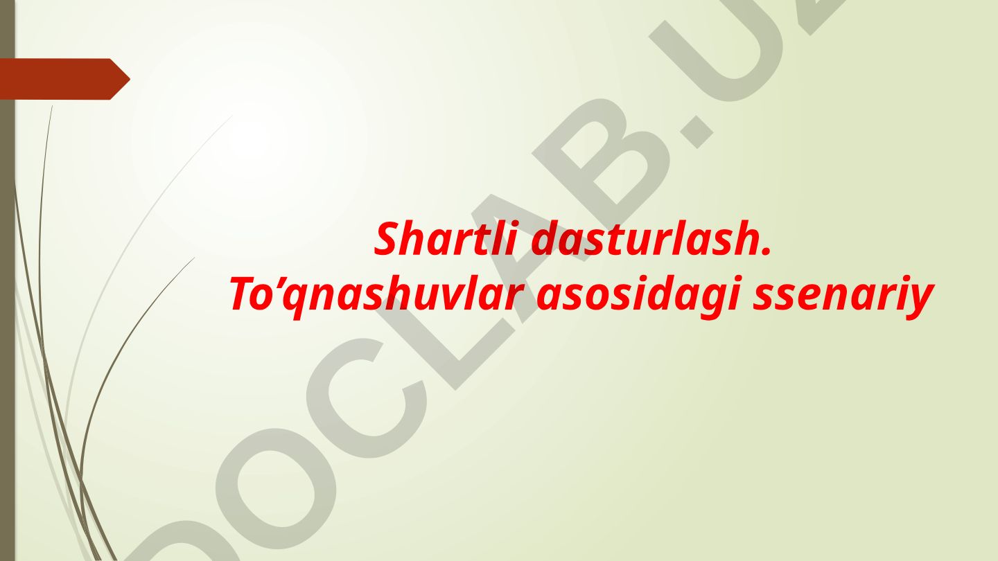 Shartli dasturlash va to'qnashuvlar asosidagi ssenariylar