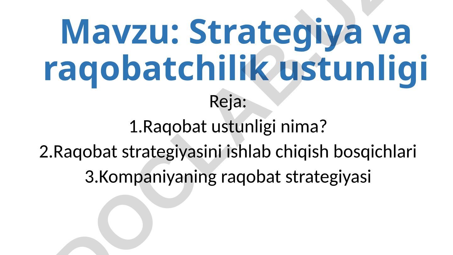 Strategiya va raqobatchilik ustunligi