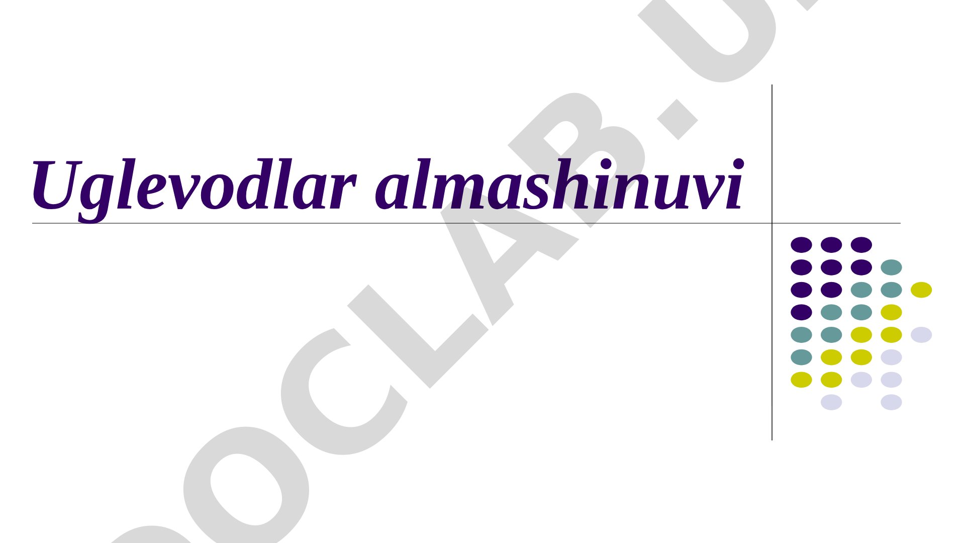Uglevodlar almashinuvi taqdimoti