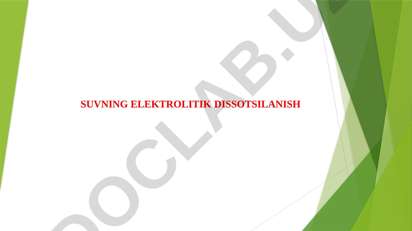 Suvning elektrolitik dissotsilanishi