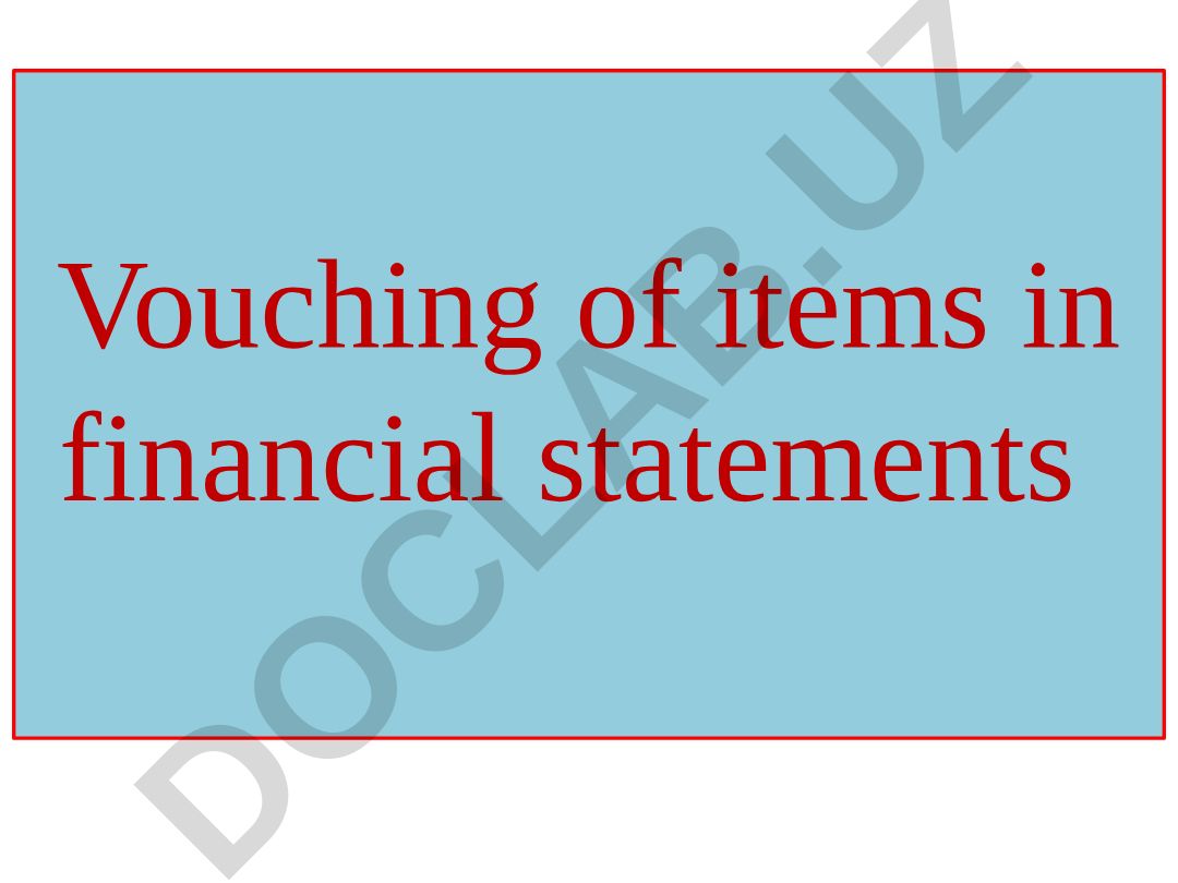 Financial statements auditing and vouching procedures