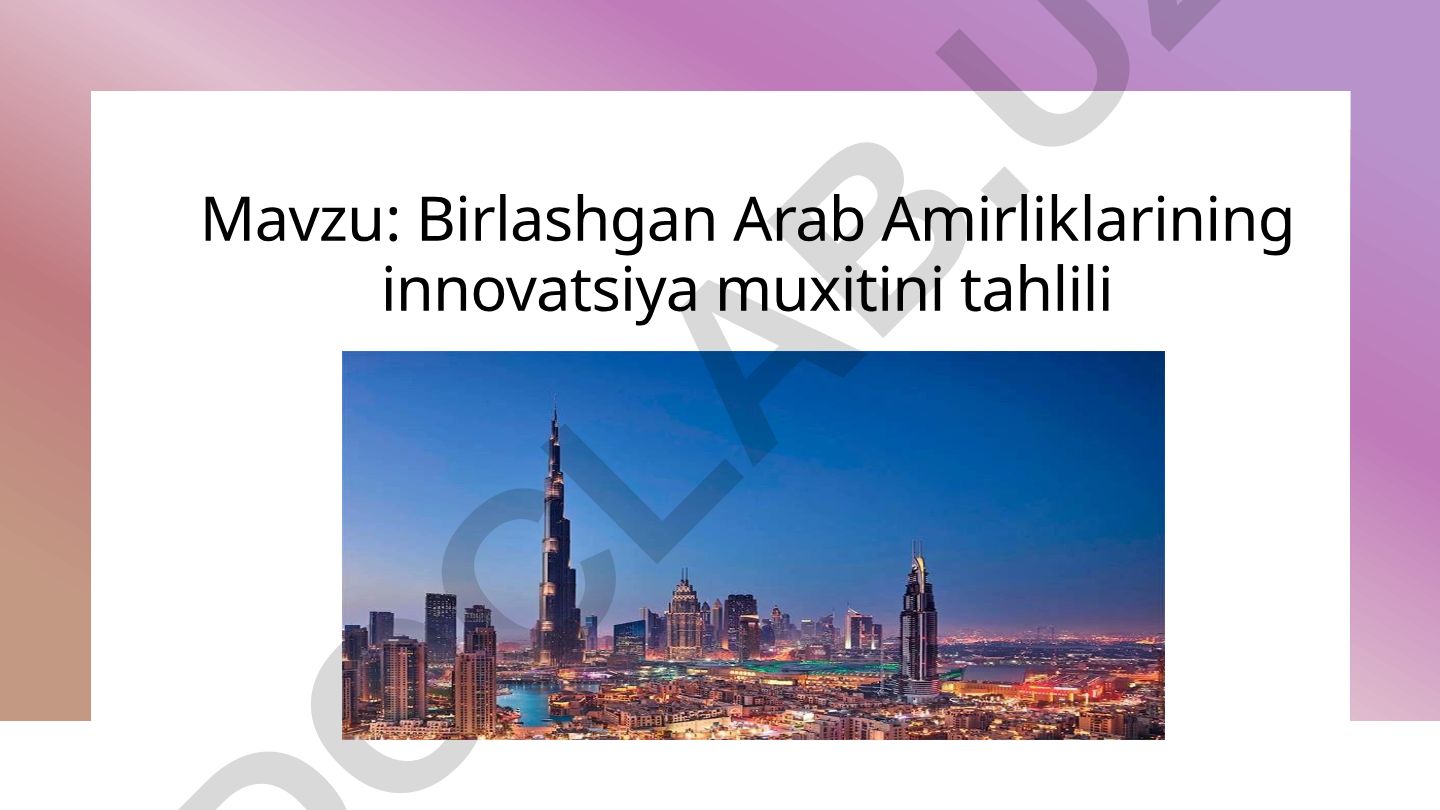 Birlashgan Arab Amirliklarining innovatsiya muxitini tahlili