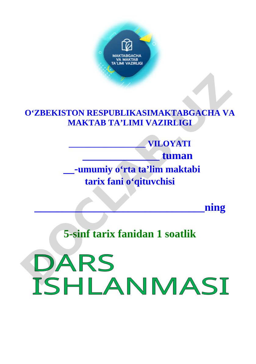 Tarix fanidan dars ishlanmasi
