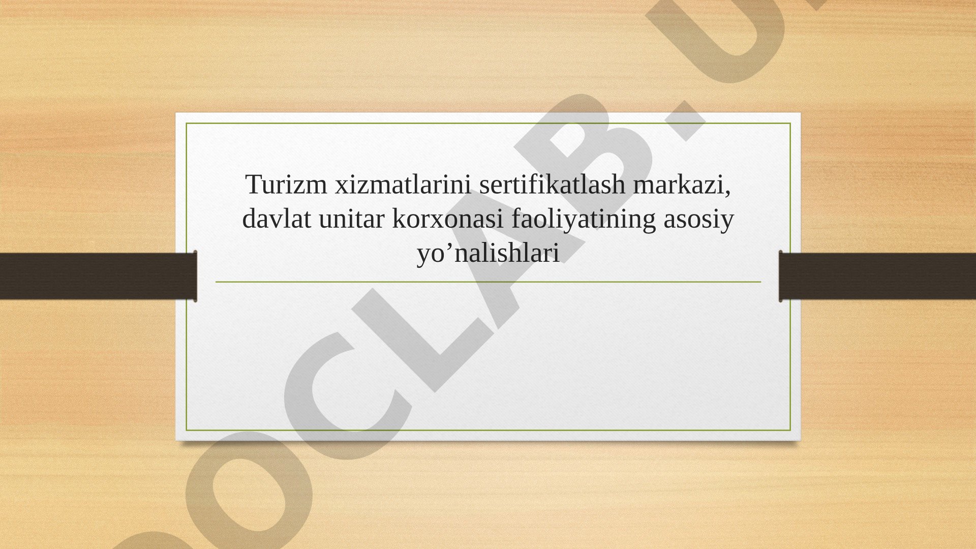 Turizm sertifikatlash markazi taqdimoti