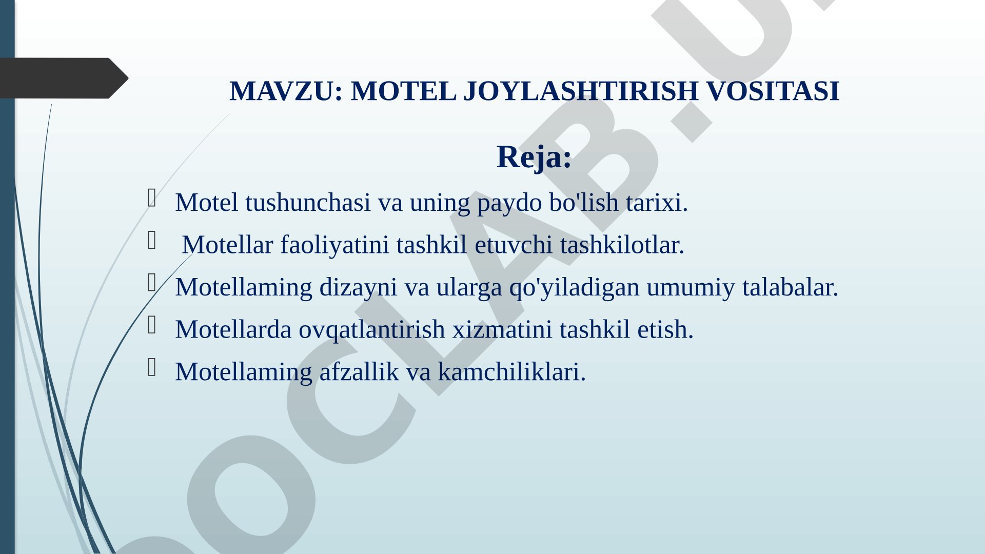 Motel joylashtirish vositasining taqdimoti