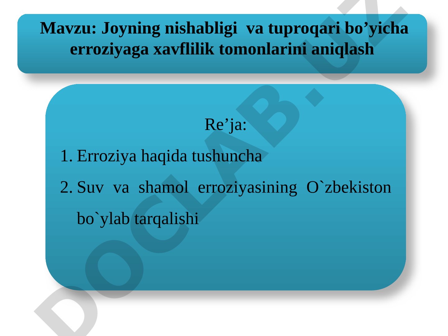 Erroziya tomonlarini aniqlash taqdimoti