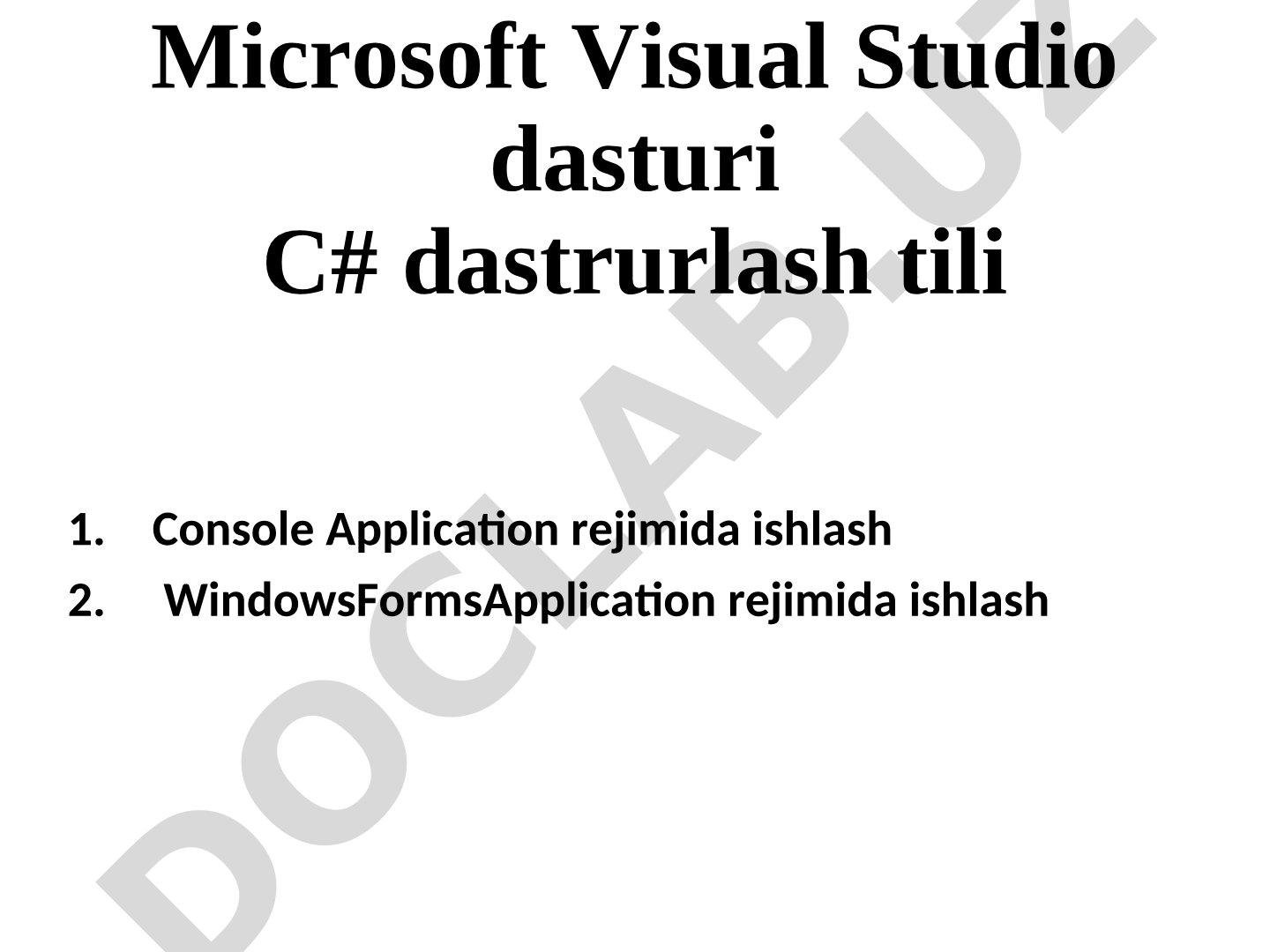 C# dasturlash tili taqdimoti