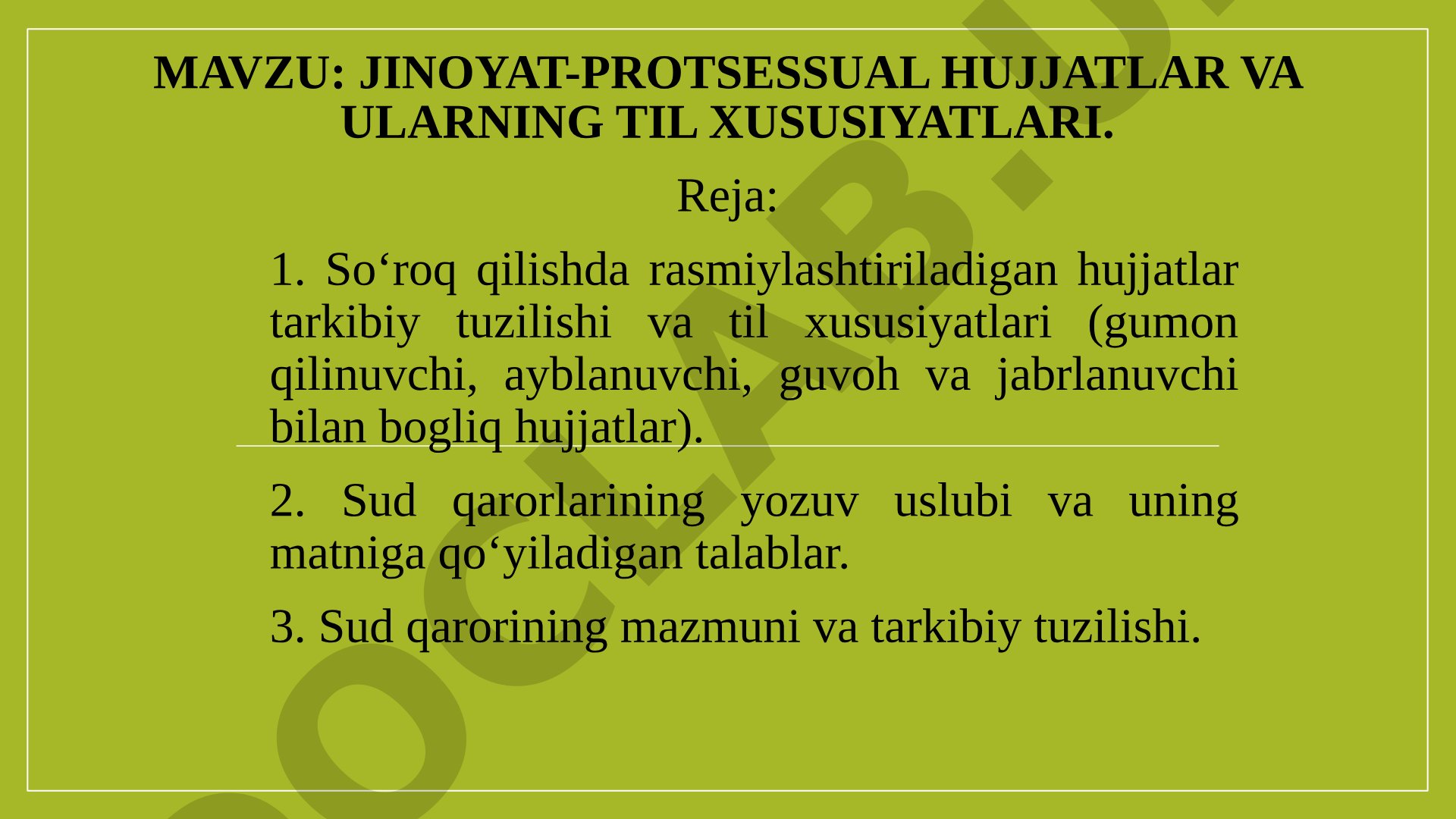 Jinoyat-protsessual hujjatlar taqdimoti