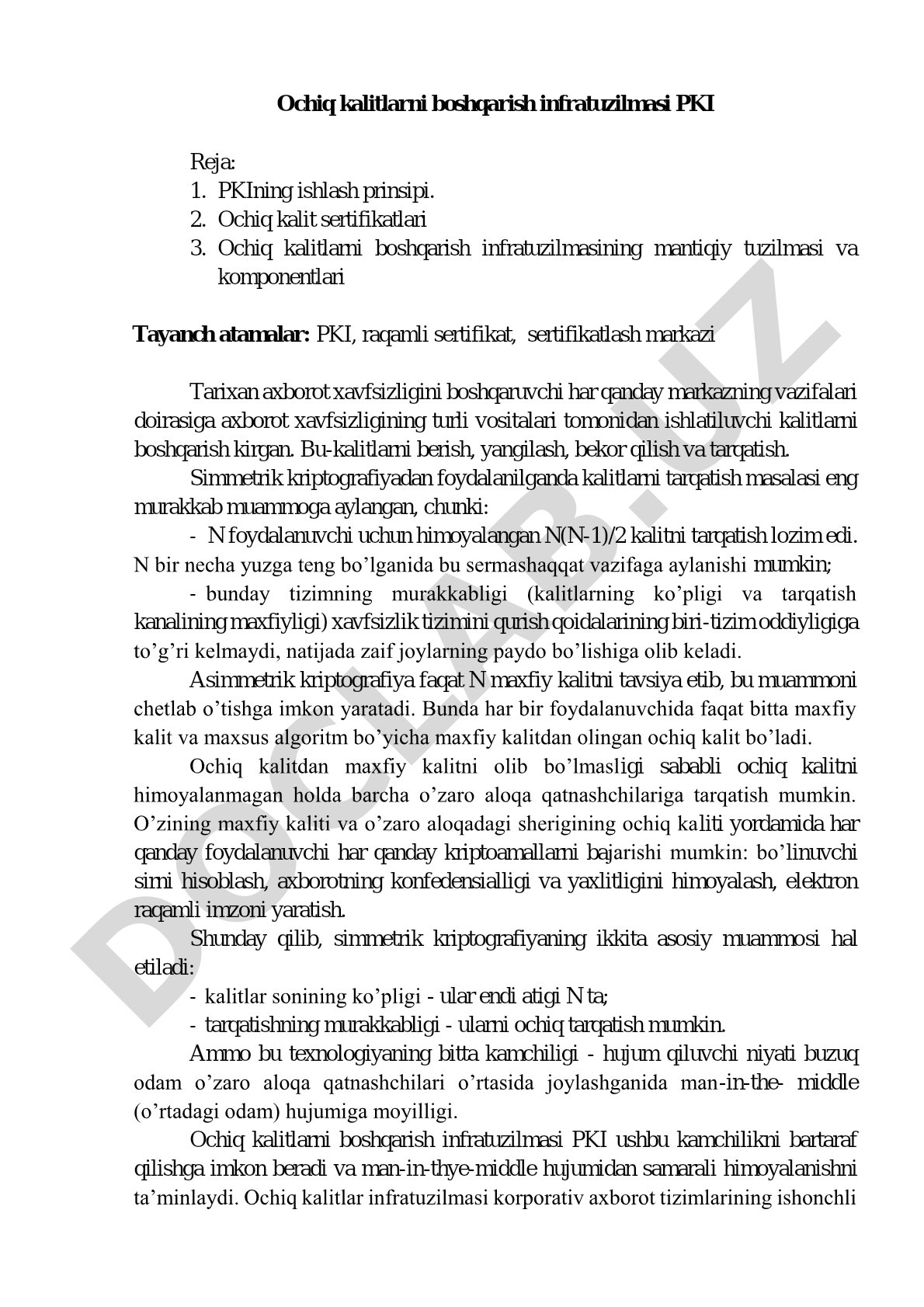 Ochiq kalitlarni boshqarish infratuzilmasi rejasi