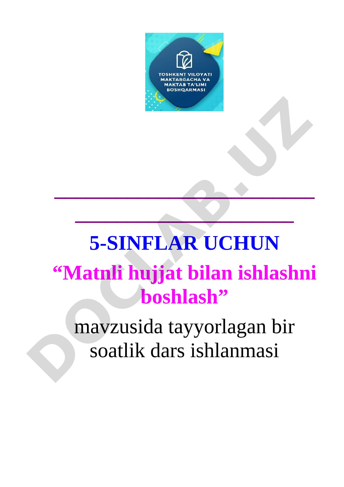 Matnli hujjat dars ishlanmasi