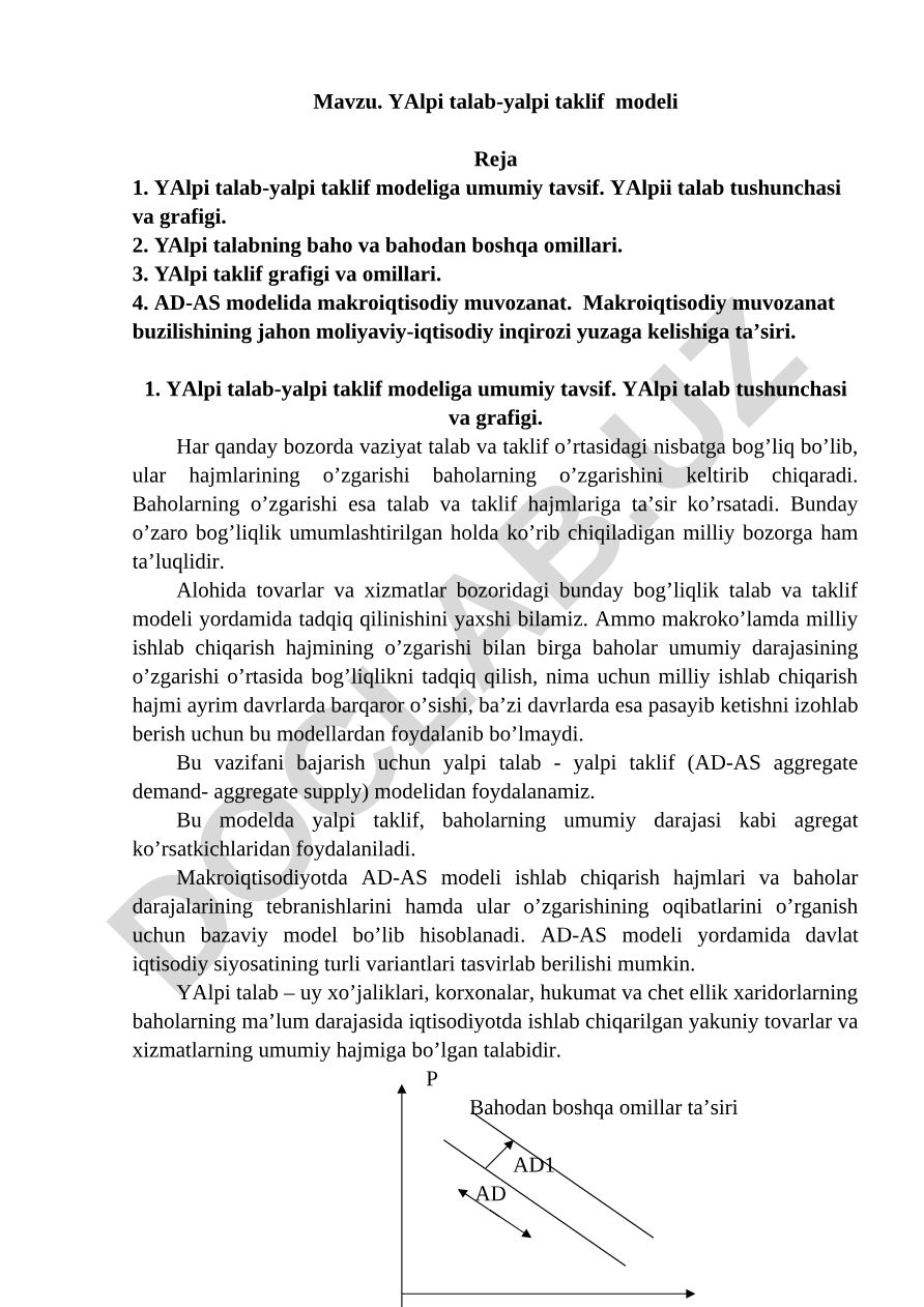 Yalpi talab-yalpi taklif modeli