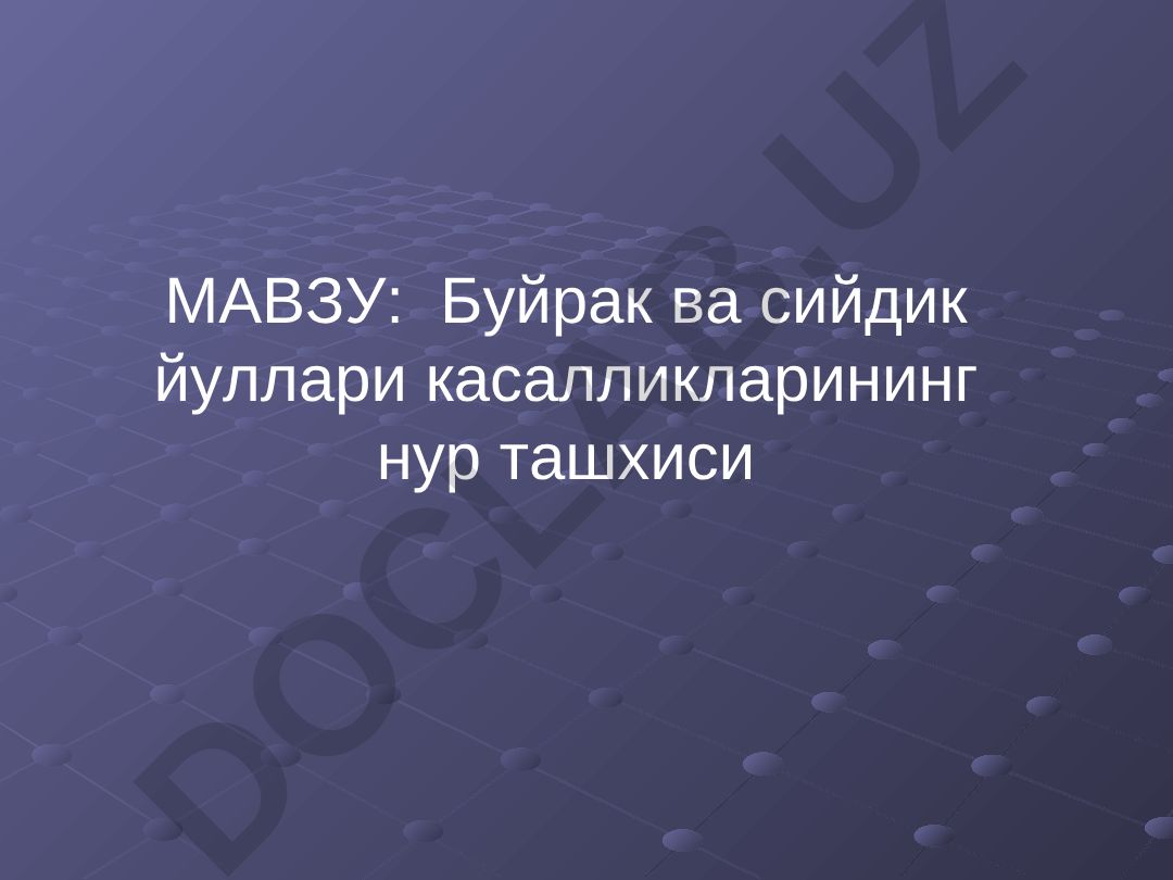 Буйрак ва сийдик йуллари касалликларининг нур ташхиси