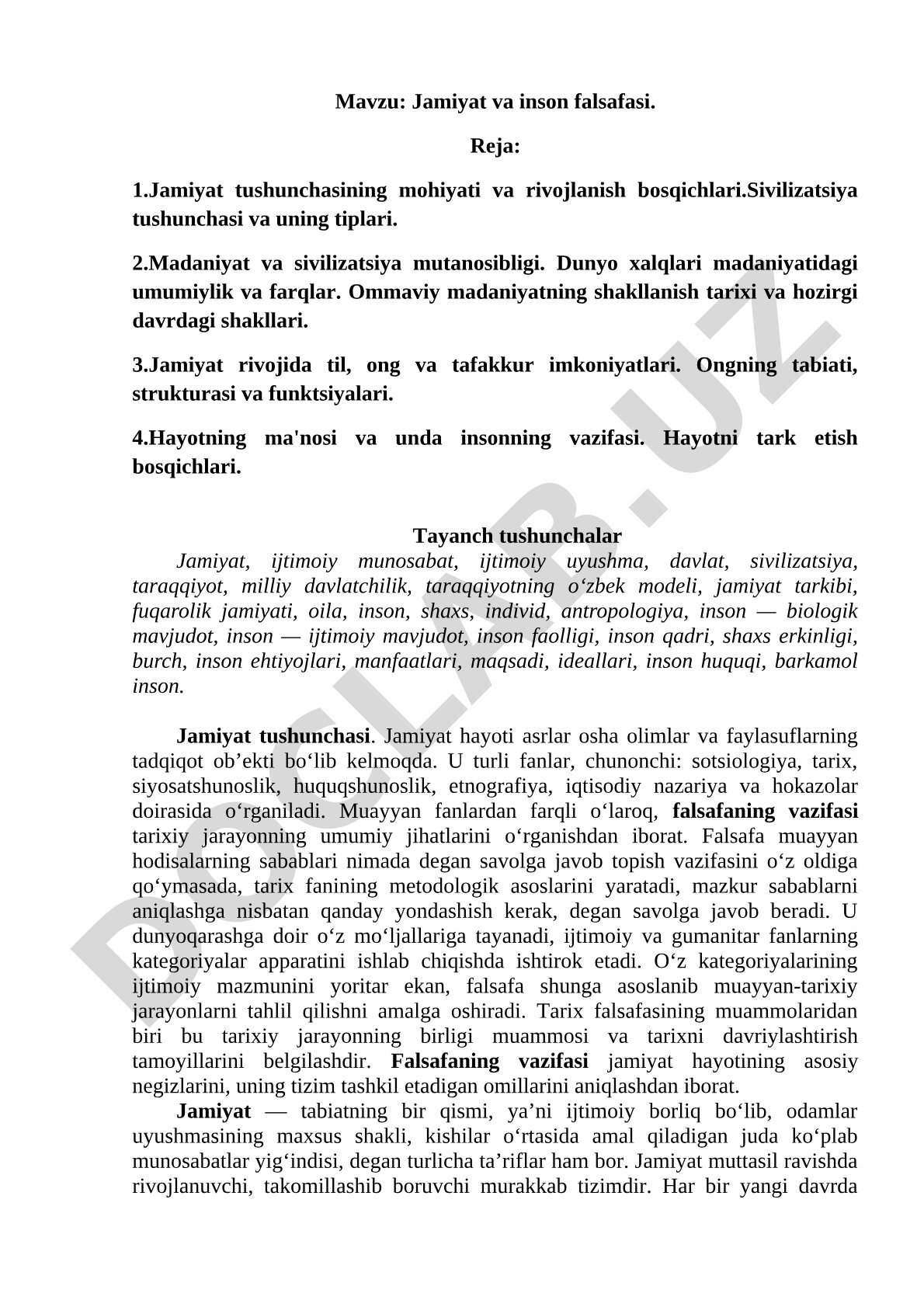 Jamiyat va inson falsafasi kurs ishi