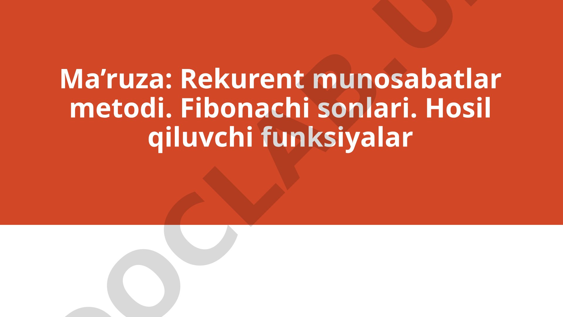 Rekurent munosabatlar taqdimoti