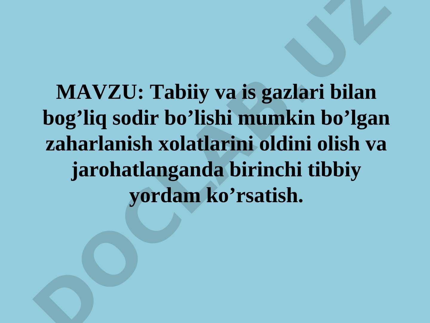 Gaz zaharlanishi oldini olish taqdimoti