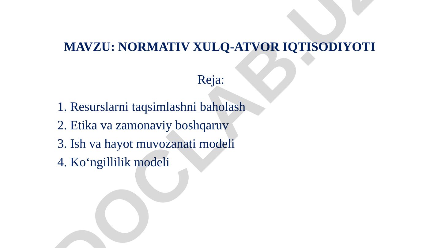 NORMATIV XULQ-ATVOR IQTISODIYOTI