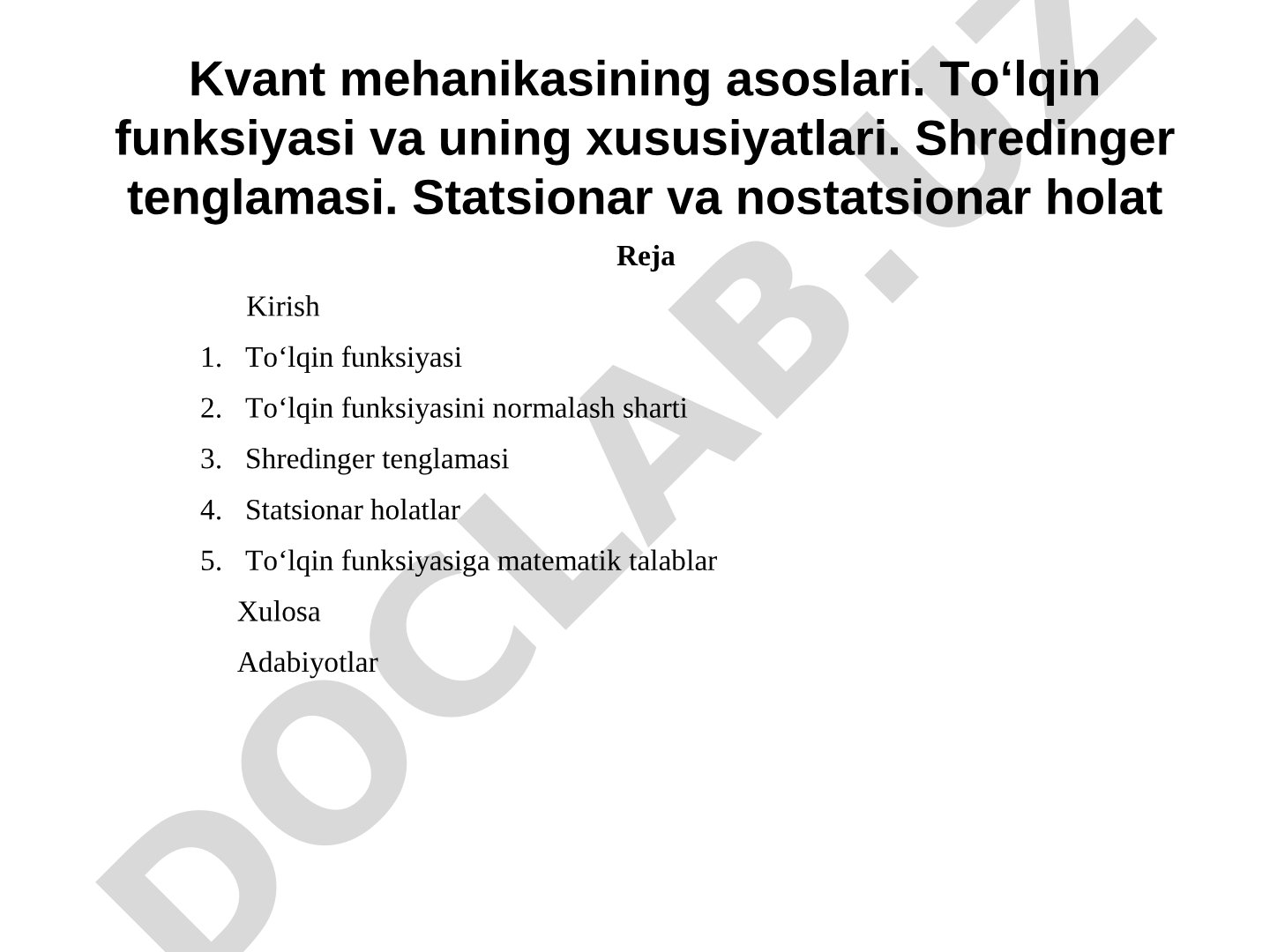 Kvant mekanikasi taqdimoti