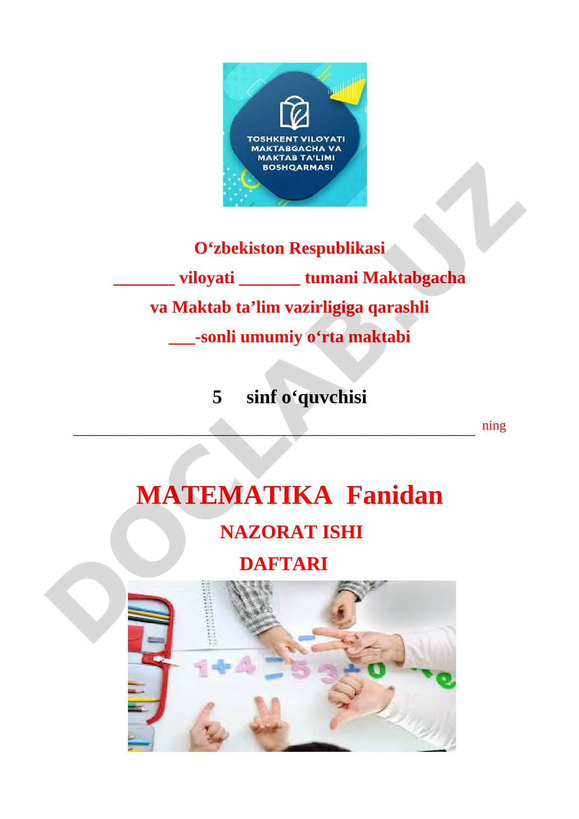 Matematika fanidan nazorat ishi