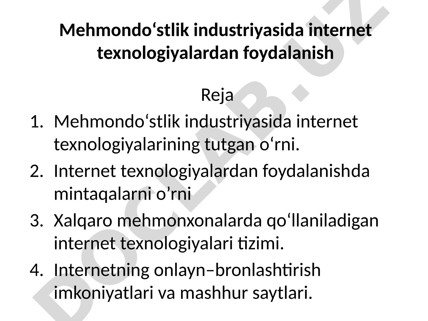 Mehmondo'stlikda internet texnologiyalari taqdimoti