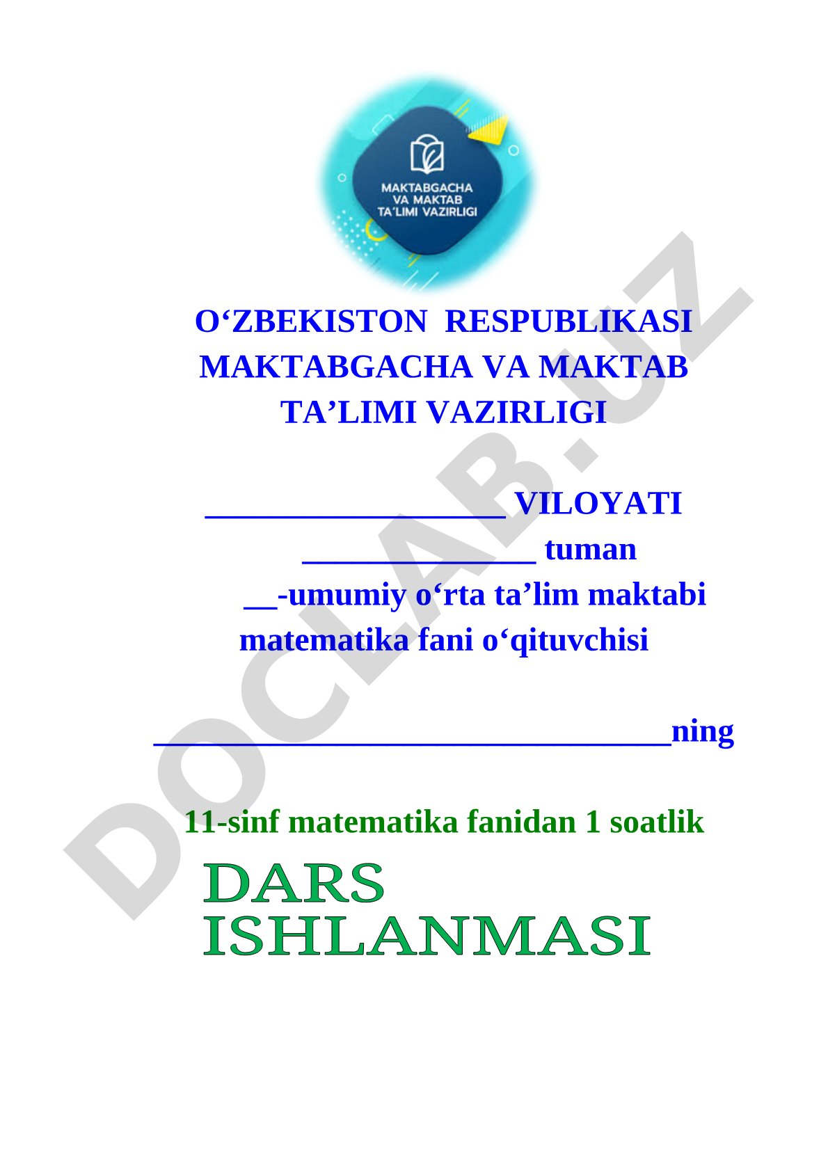 Matematika dars ishlanmasi