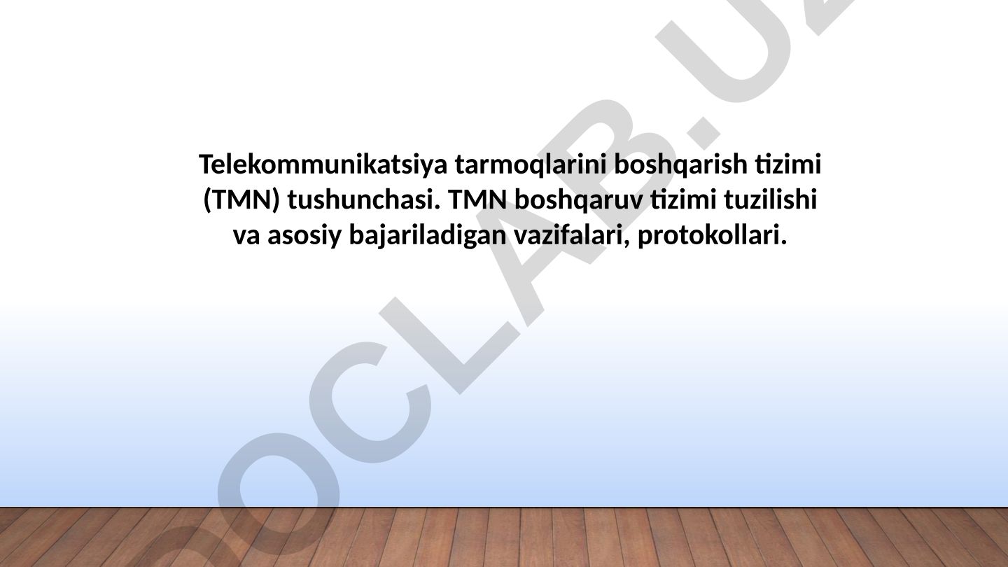 Telekommunikatsiya tarmoqlarini boshqarish tizimi (TMN) tushunchasi va protokollari