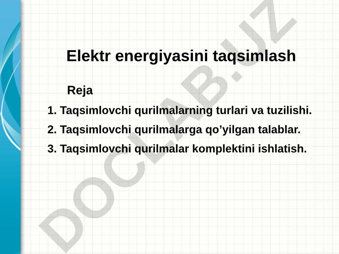 Elektr energiyasini taqsimlash