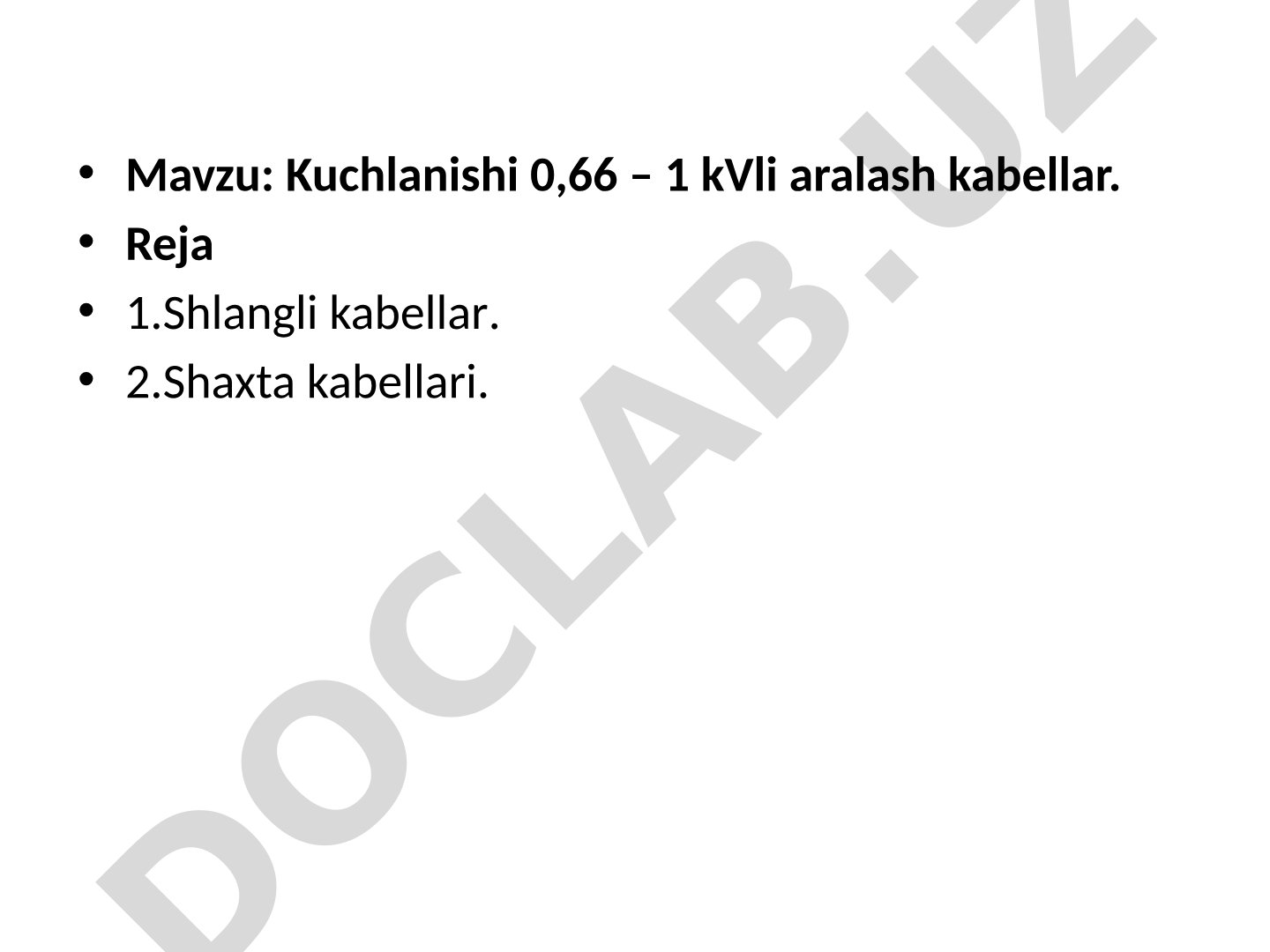 Kuchlanishi 0,66 – 1 kVli aralash kabellar