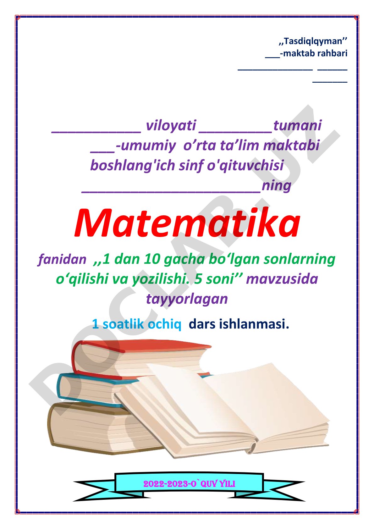 Matematika dars ishlanmasi PDF