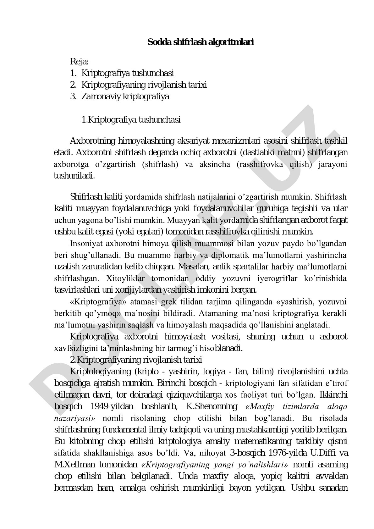 Kriptografiya bo'yicha maqola PDF