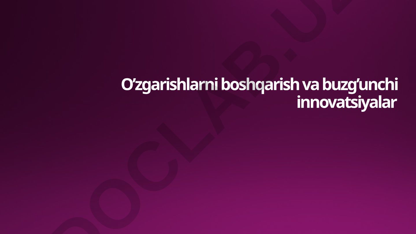 O'zgarishlarni boshqarish va buzg'unchi innovatsiyalar