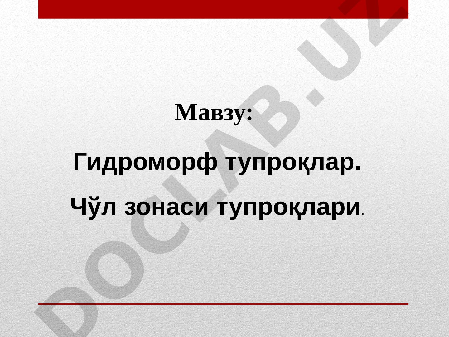 Гидроморф тупроқлар. Чўл зонаси тупроқлари