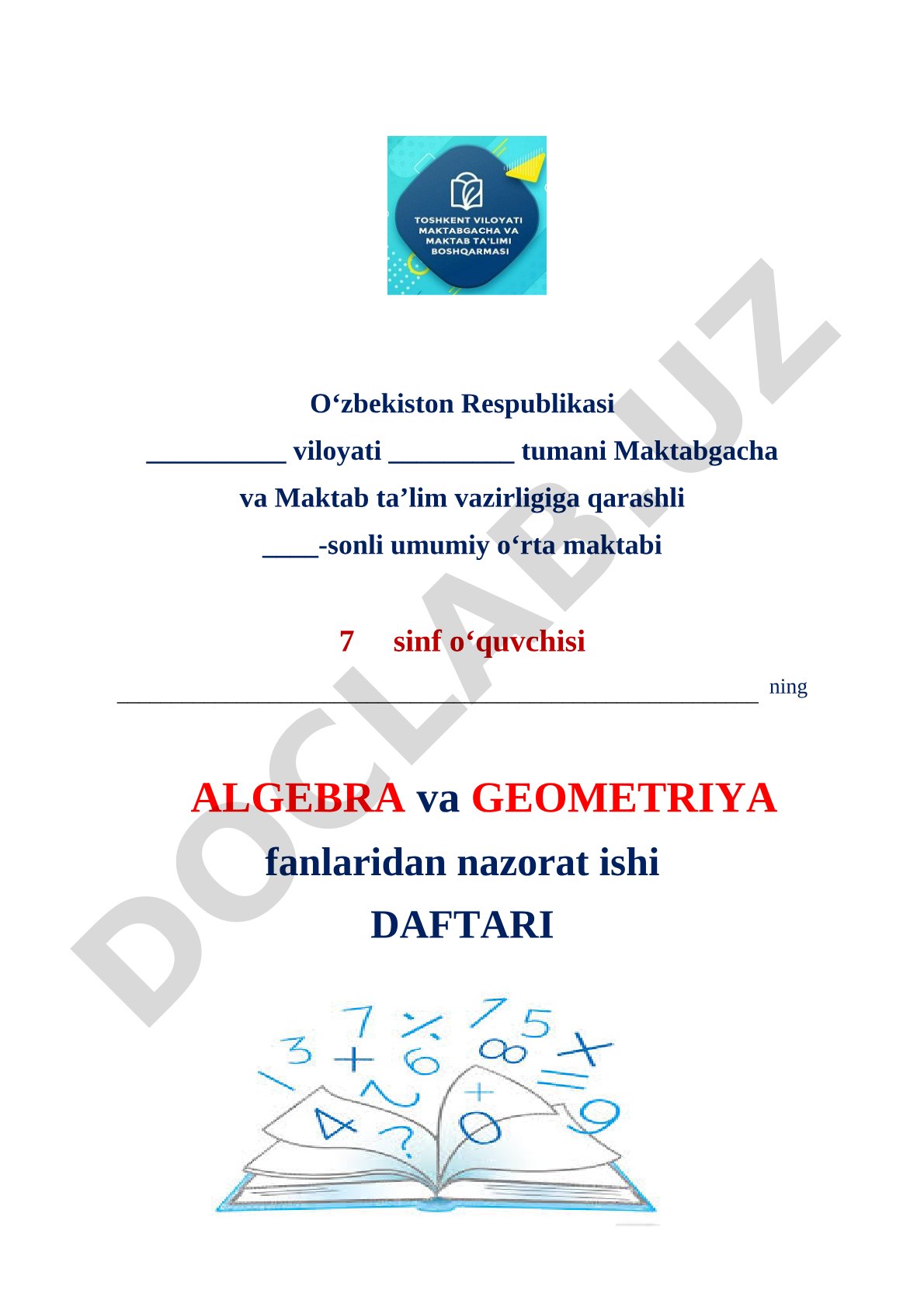 Algebra va geometriya nazorat ishi