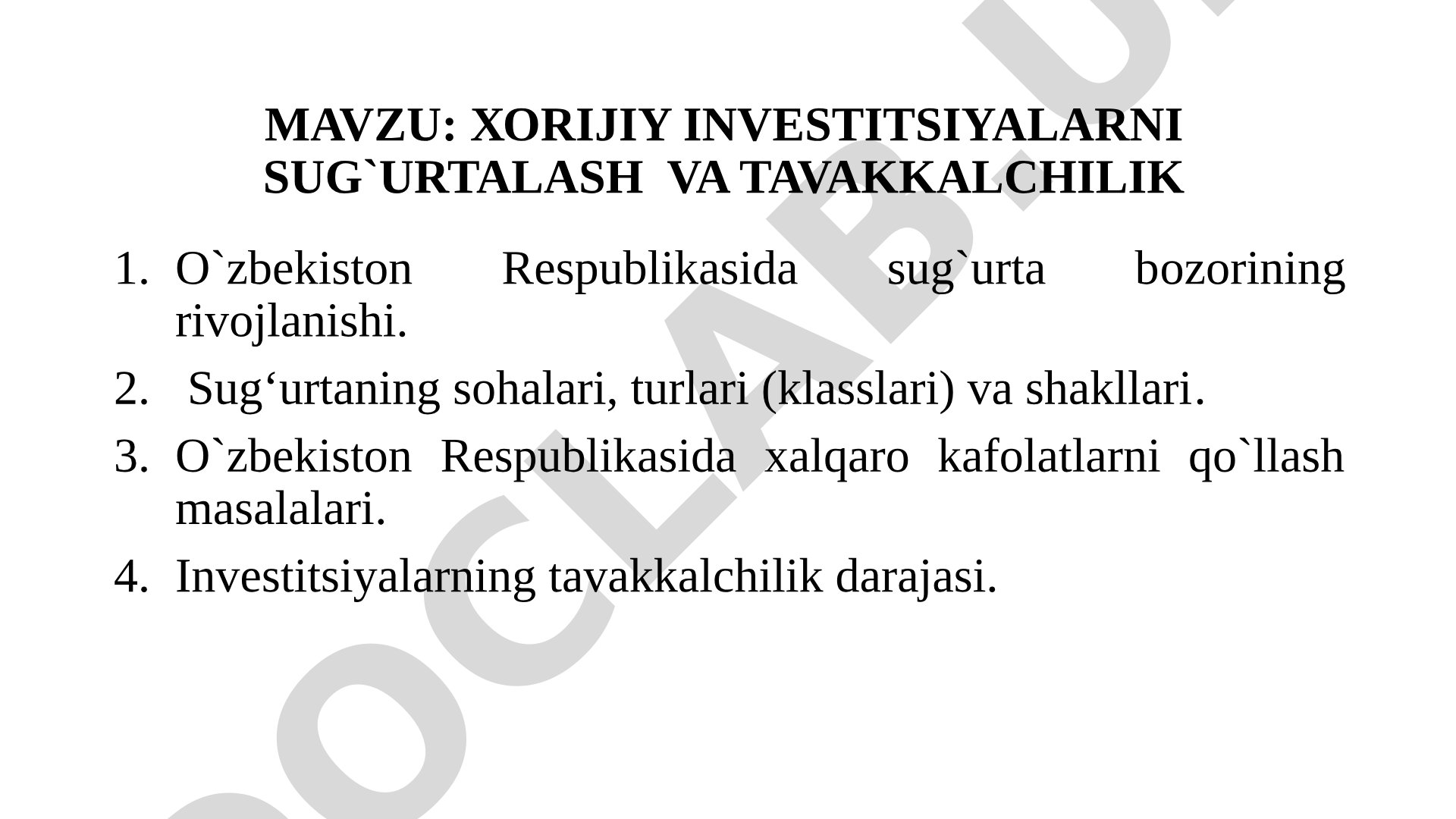 Sug'urta bozori taqdimoti