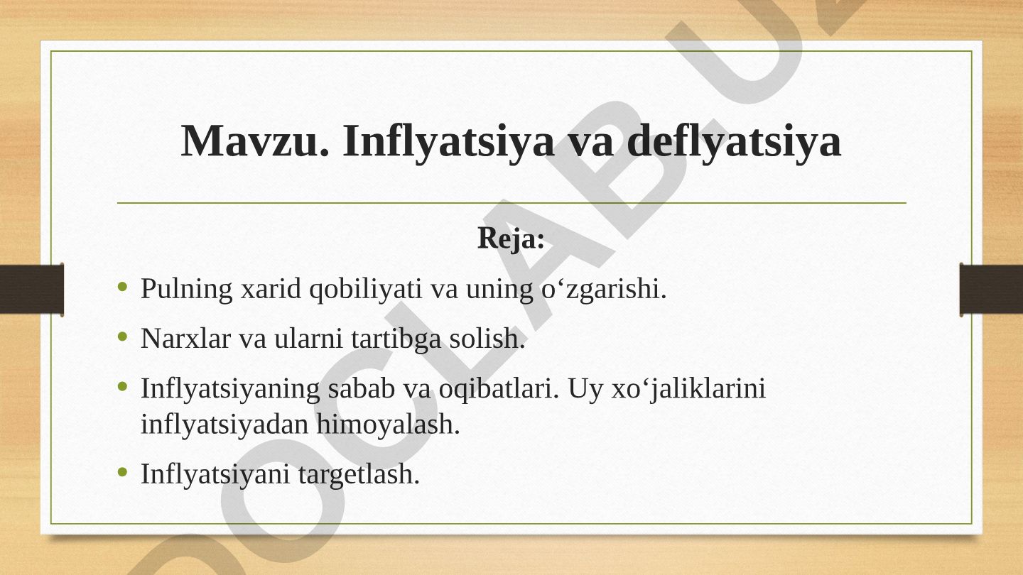 Inflyatsiya va deflyatsiya
