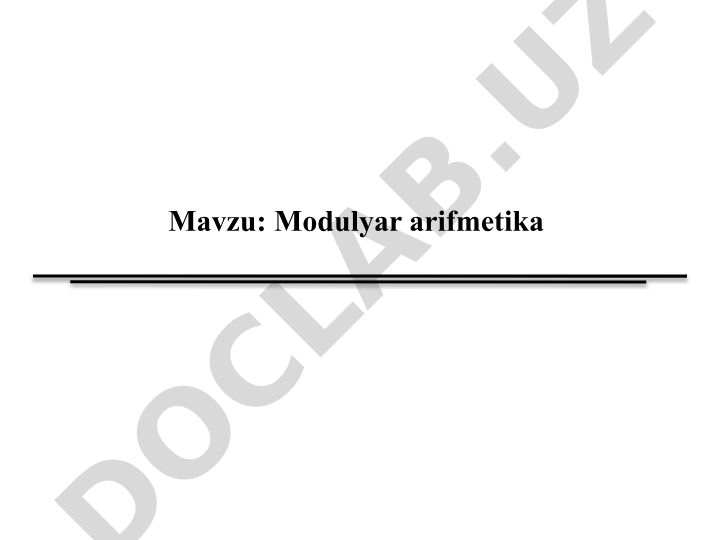 Modulyar arifmetika