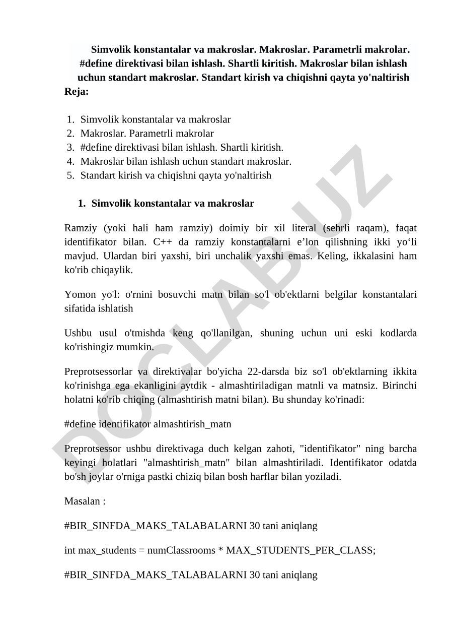 Simvolik konstantalar va makroslar