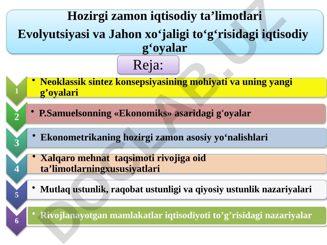 Neoklassik sintez konsepsiyasining mohiyati va uning yangi g'oyalari