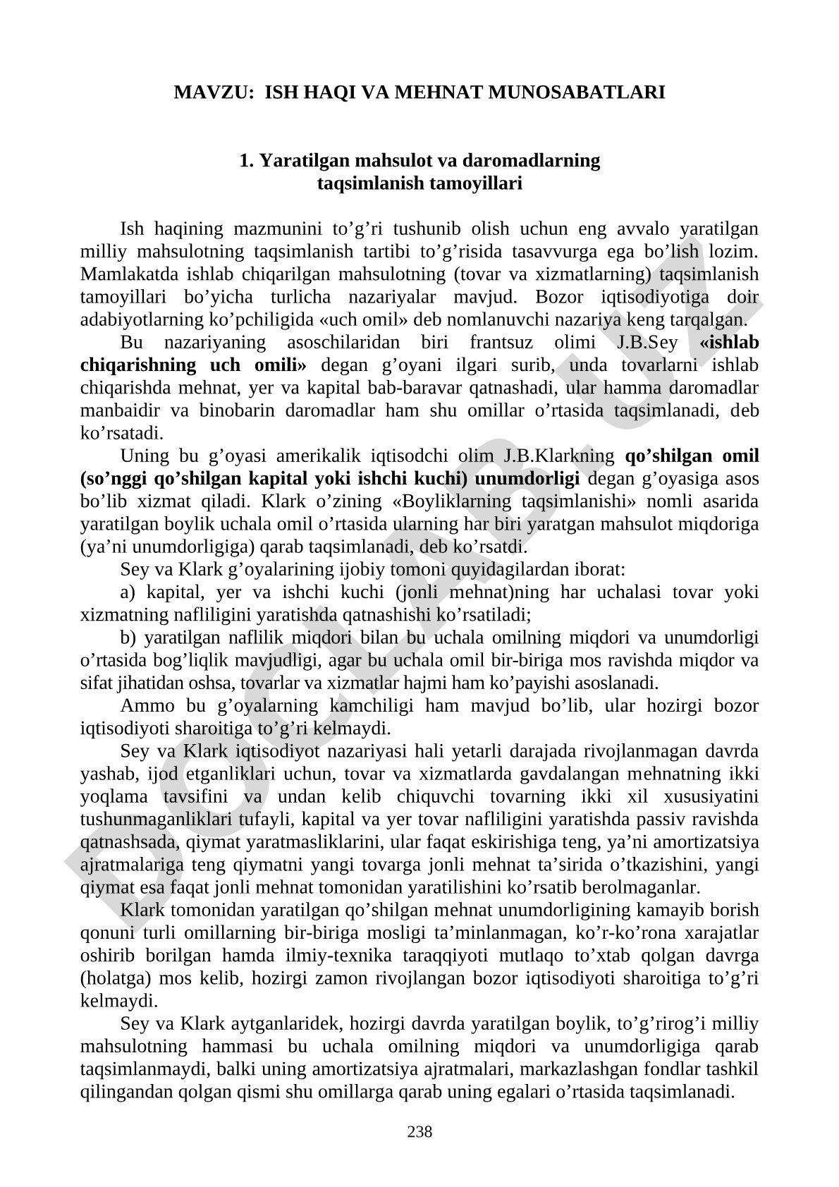 ISH HAQI VA MЕHNAT MUNOSABATLARI