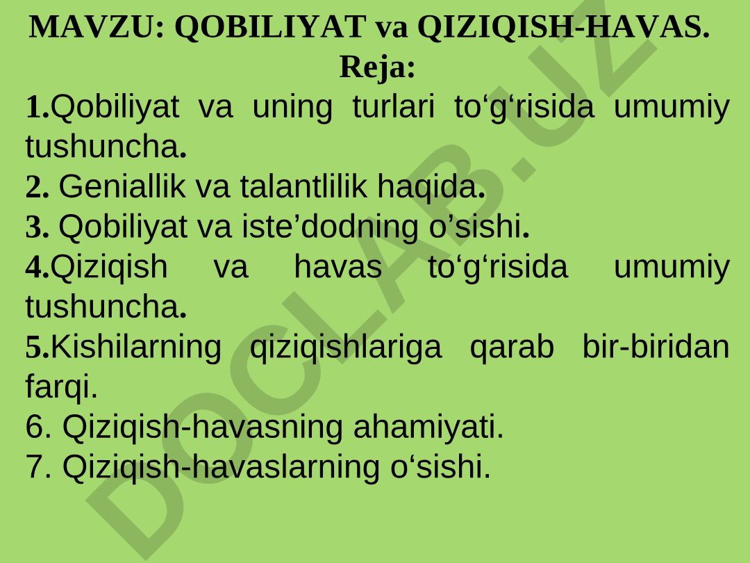 Qobiliyat va qiziqish-havas