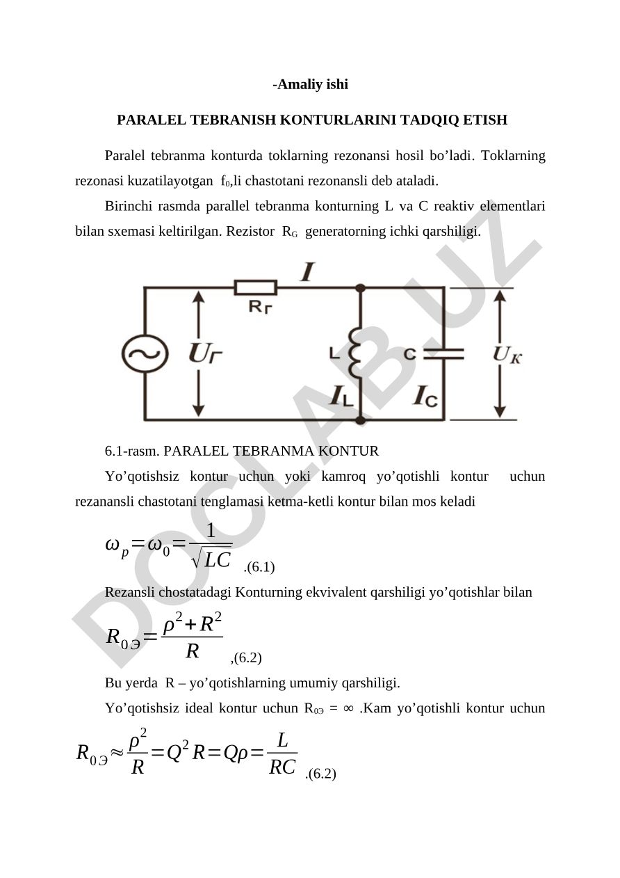 Paralel tebranish konturlarini tadqiq etish